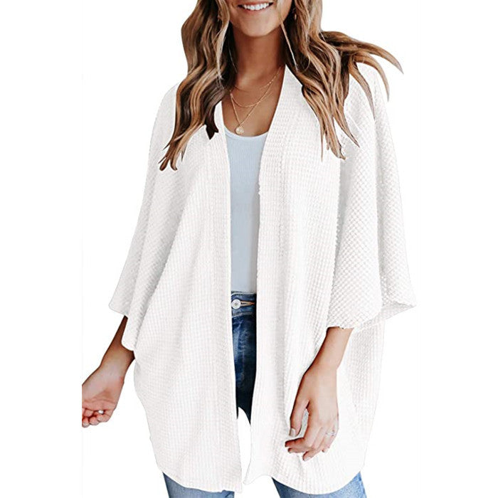 Women's Minimal Waffle Cardigan