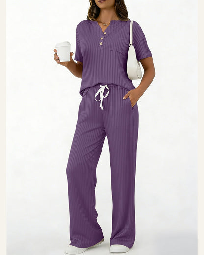Ribbed Knit Top & Pant Set — alternate view