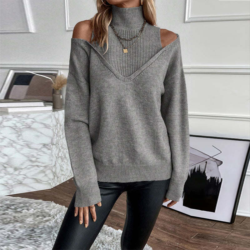 Women's Off-Shoulder Turtleneck Sweater