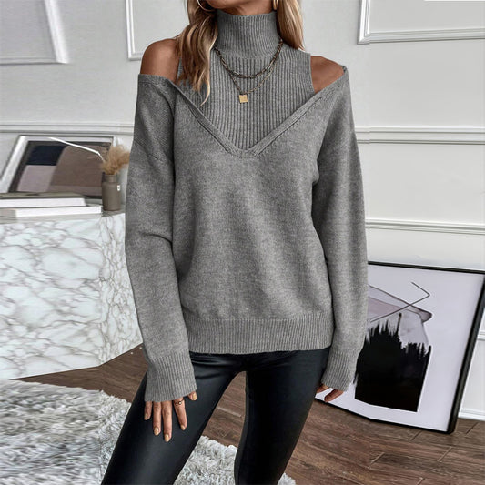 Women's Off-Shoulder Turtleneck Sweater
