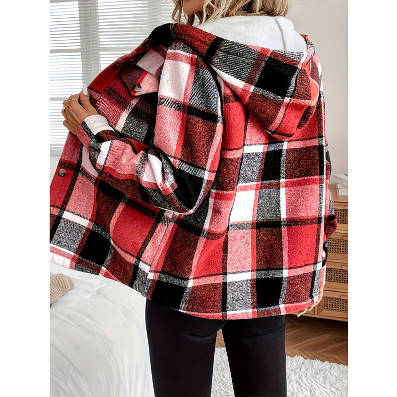 Women's Minimal Plaid Fleece Jacket