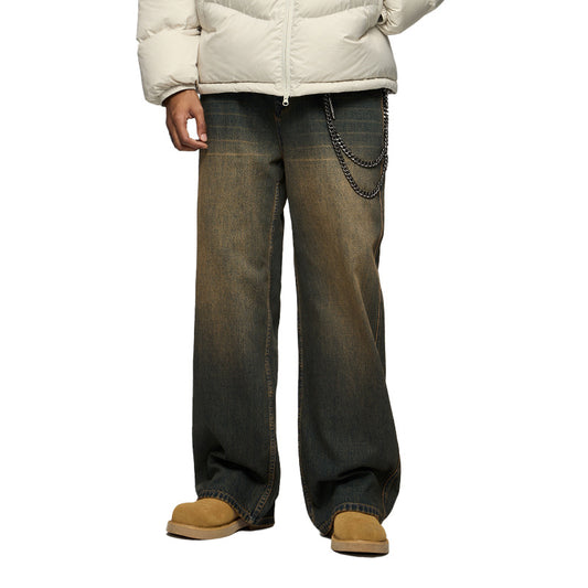 Street-Style Distressed Denim Jeans - Men's 3D Cut Design