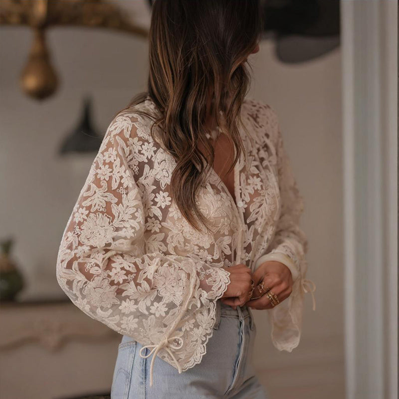 Women's Floral Lace Embroidered Blouse