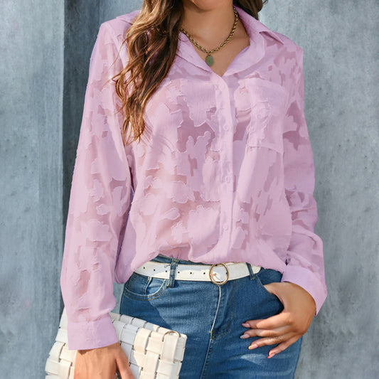 Womens Casual Sheer Button Down Shirts