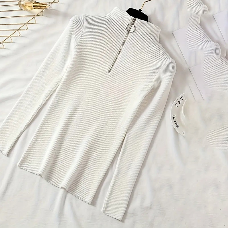 Women's Slim Fit Half-Zip Turtleneck Sweater