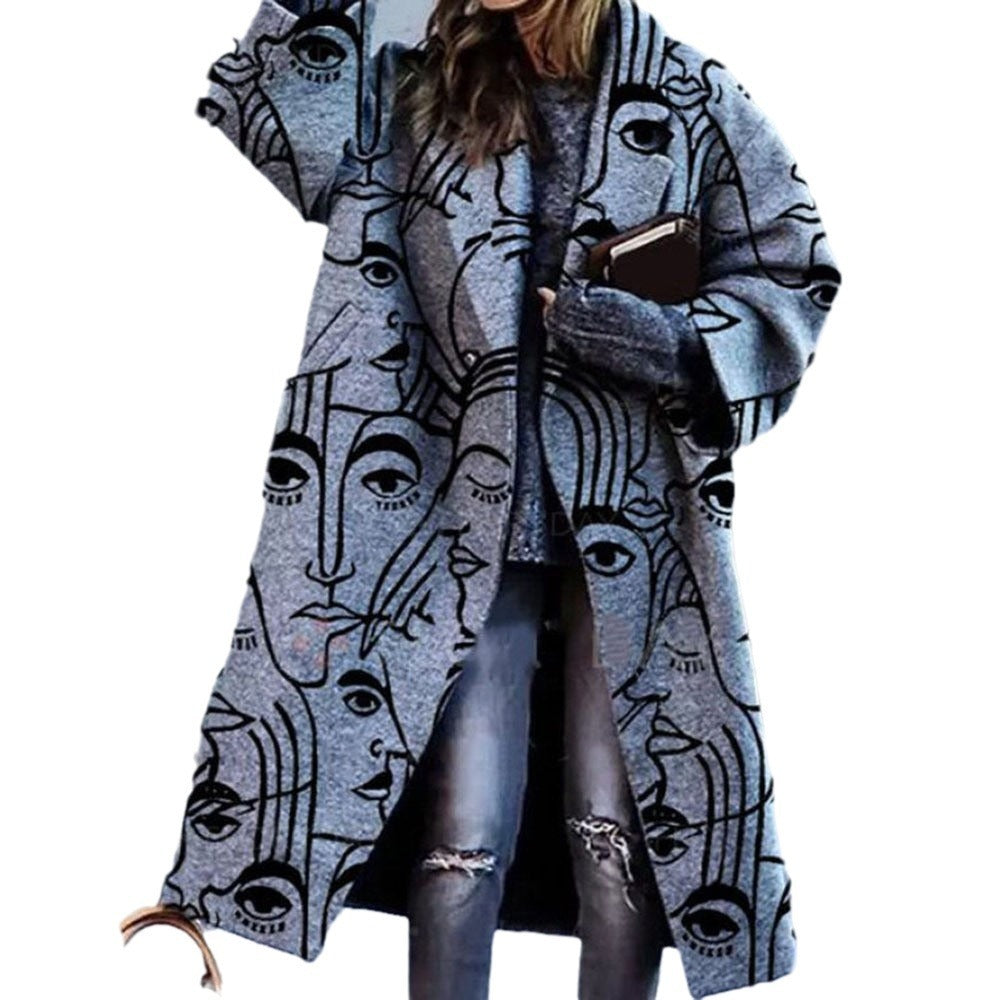 Women's Plaid Long-sleeved Coat