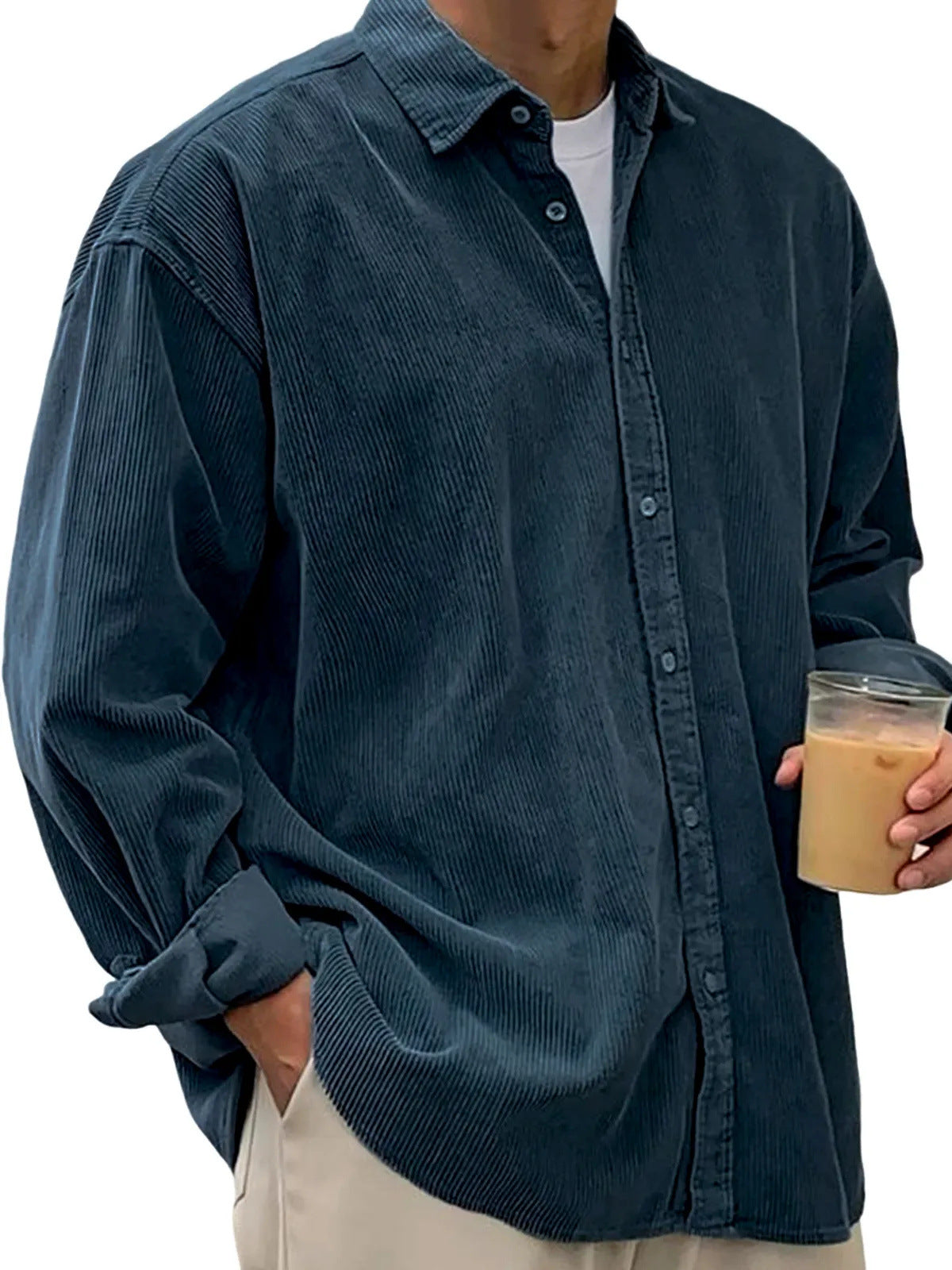 Men's Casual Loose Thick Shirt Jacket - Autumn Winter Overshirt