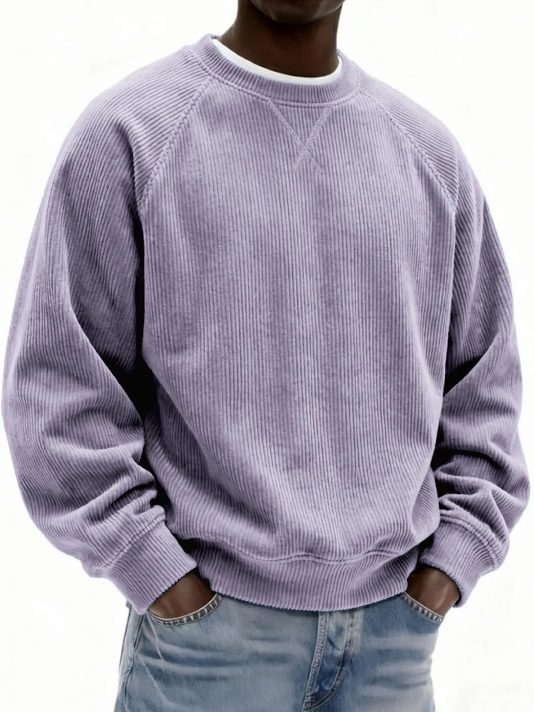 Men's Simple Relaxed Fit Sweatshirt - Basic Long Sleeve Knit