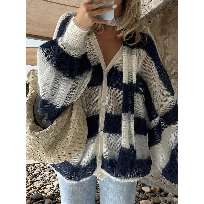 Women's Striped Cardigan Sweater