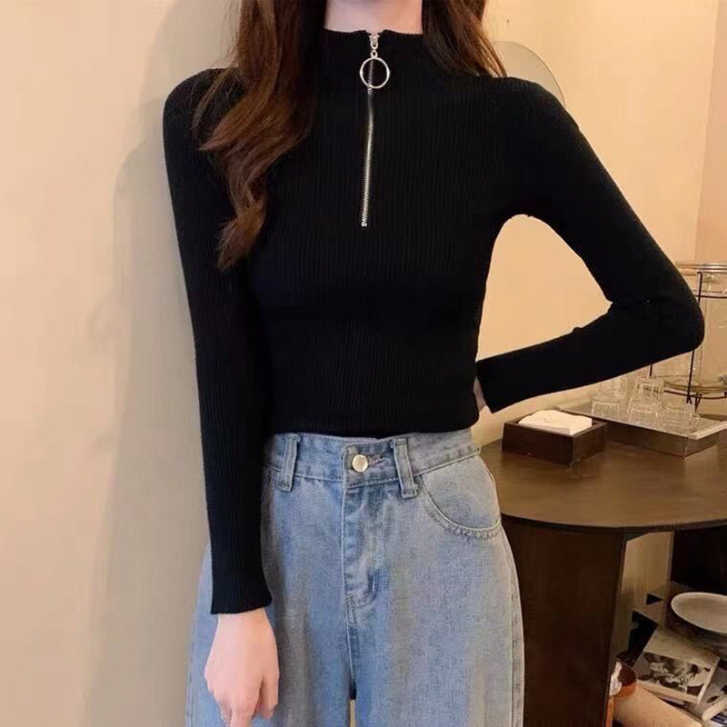 Women's Slim Fit Half-Zip Turtleneck Sweater