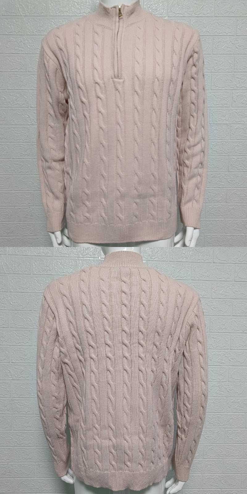 Men's Slim-Fit Knitted Zip-Up Mock Neck Sweater