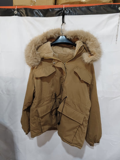 Parka à col en fausse fourrure