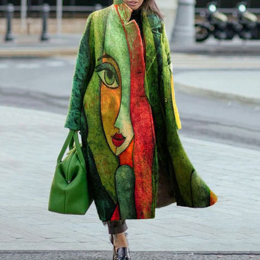 Women's Plaid Long-sleeved Coat