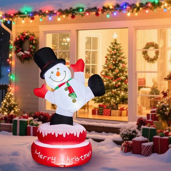4.8ft Rotating Snowman Inflatable Christmas LED