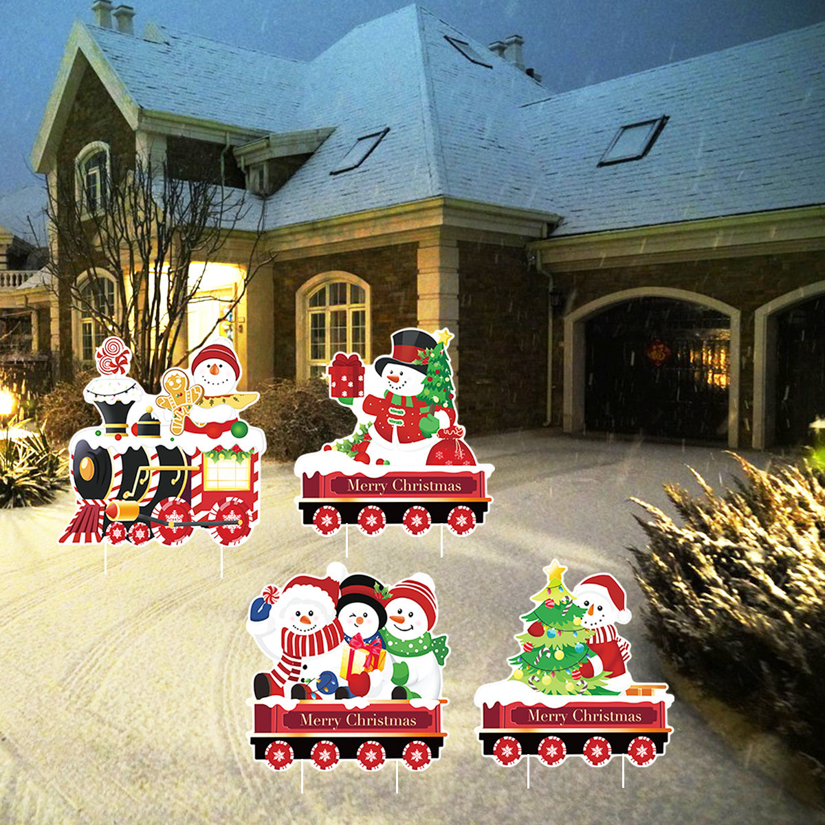 4 Pack Christmas Yard Signs Plastic