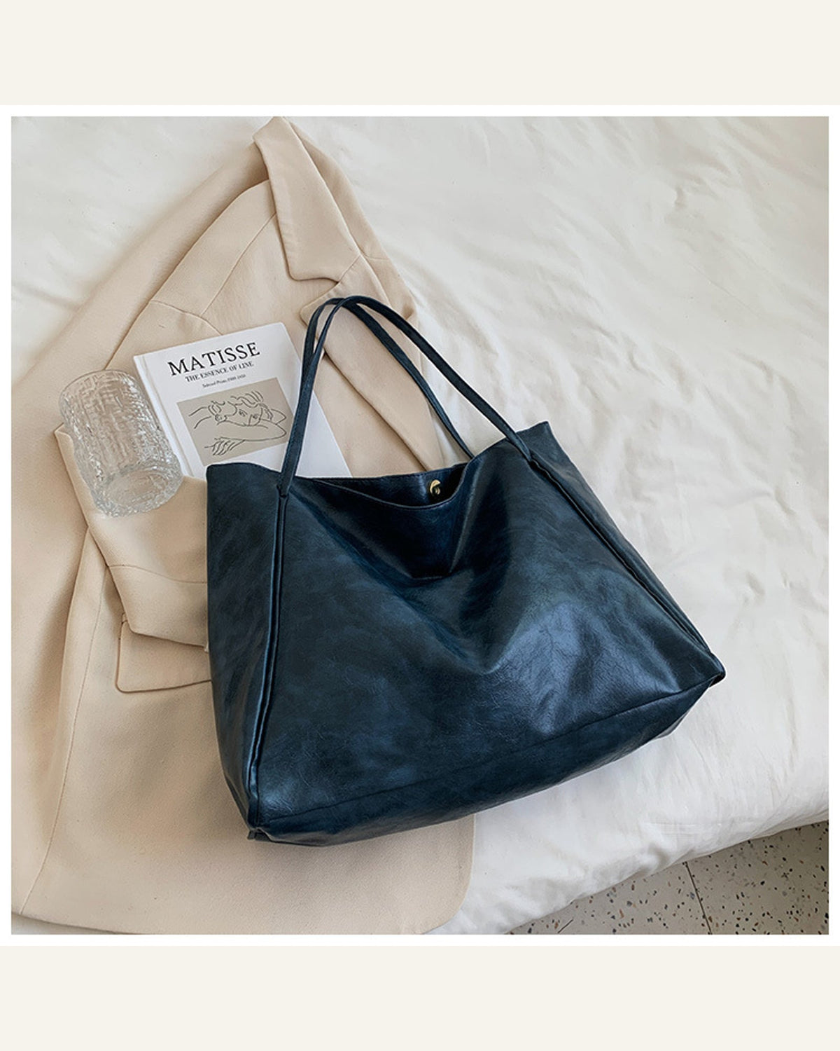 Oversized Soft Shoulder Tote — blue product view
