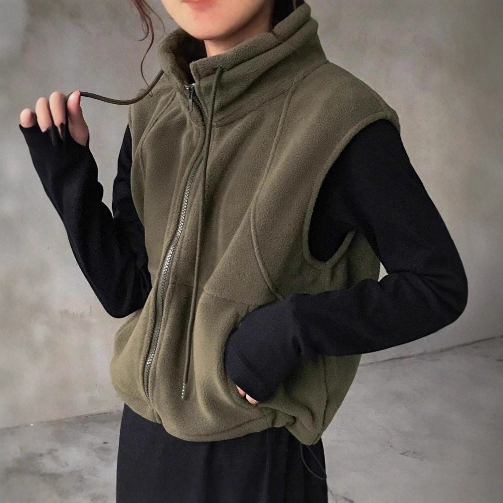 Women's Casual Sleeveless Vest Jacket - 2026 Winter Collection Zip-Up Outerwear