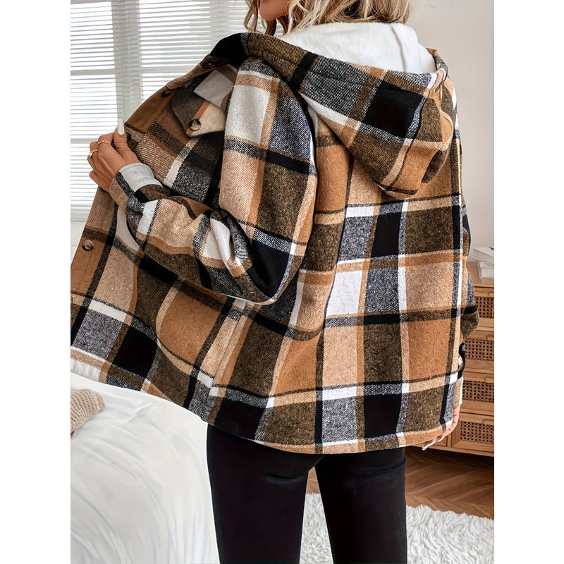 Women's Minimal Plaid Fleece Jacket