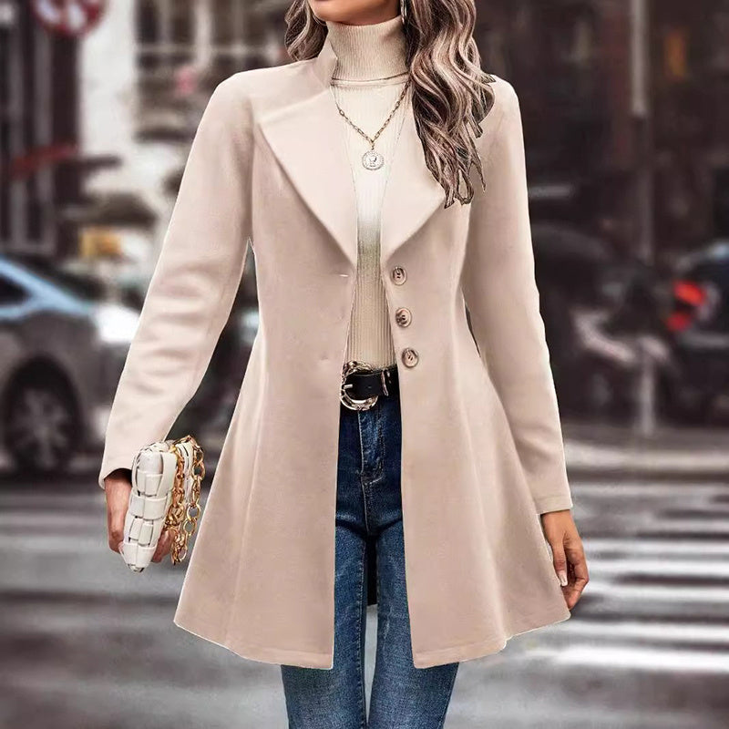 Women's Winter Overcoat Lapel Collar Single