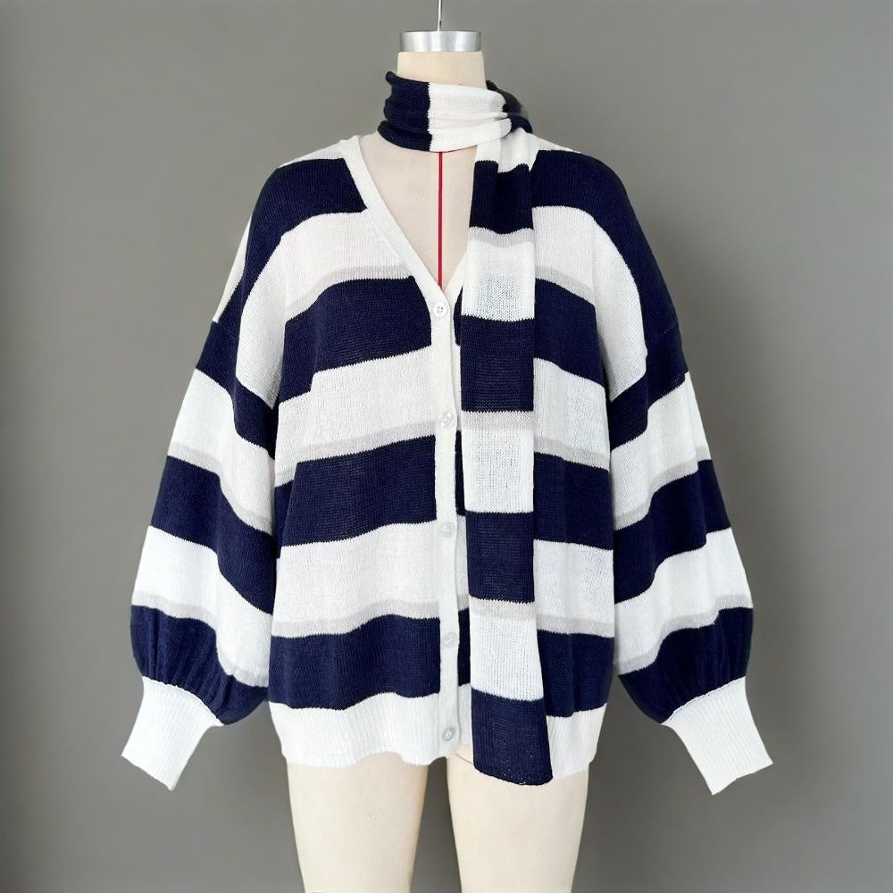 Women's Striped Cardigan Sweater