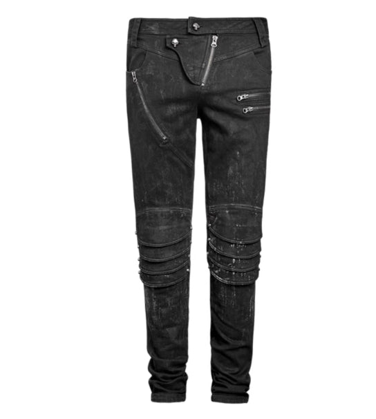 Motorcycle Denim Jeans with Swinging Knee - Dune Steampunk Armor Style