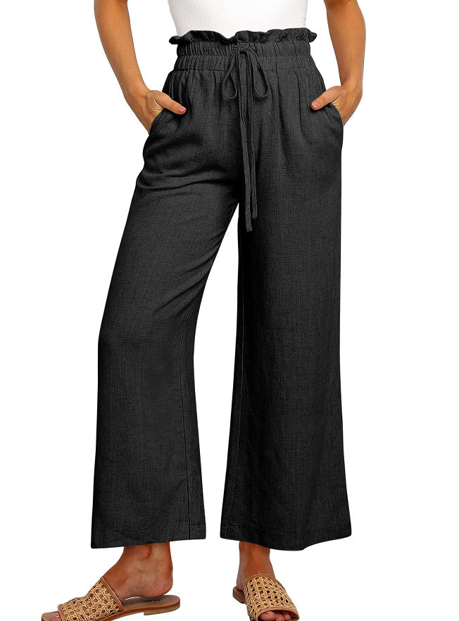 Elastic Waist Wide Leg Pants