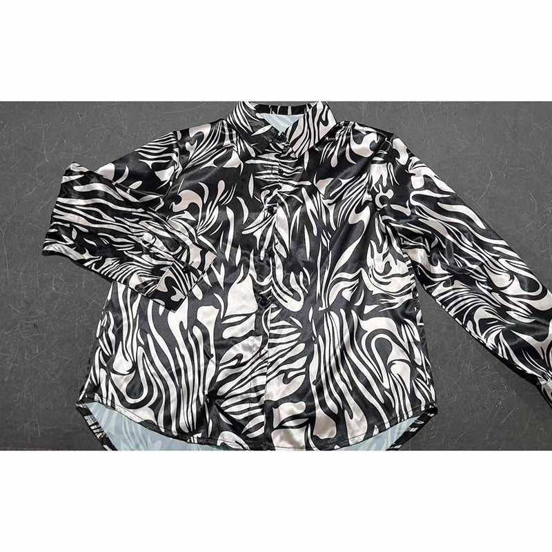 Women's Abstract Print Button Down Shirt