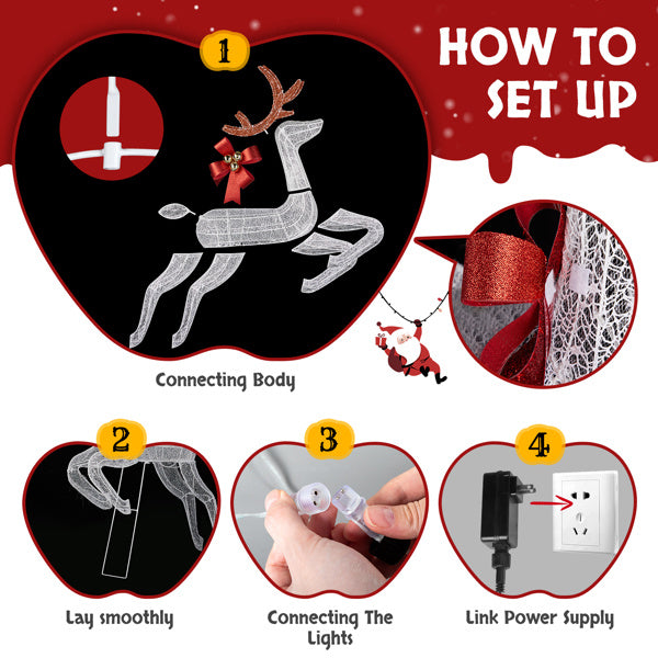 Lighted Reindeer Sleigh Set 270 LED