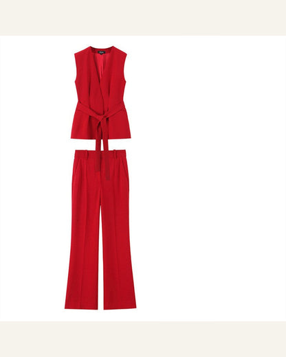 Belted Vest & Flared Trouser Separates — trouser view