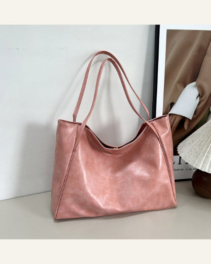 Oversized Soft Shoulder Tote — pink product view
