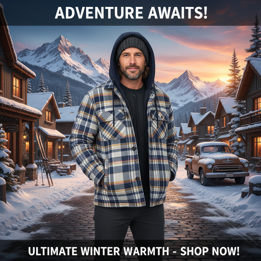 Men's Plaid Hooded Coat Winter Warm