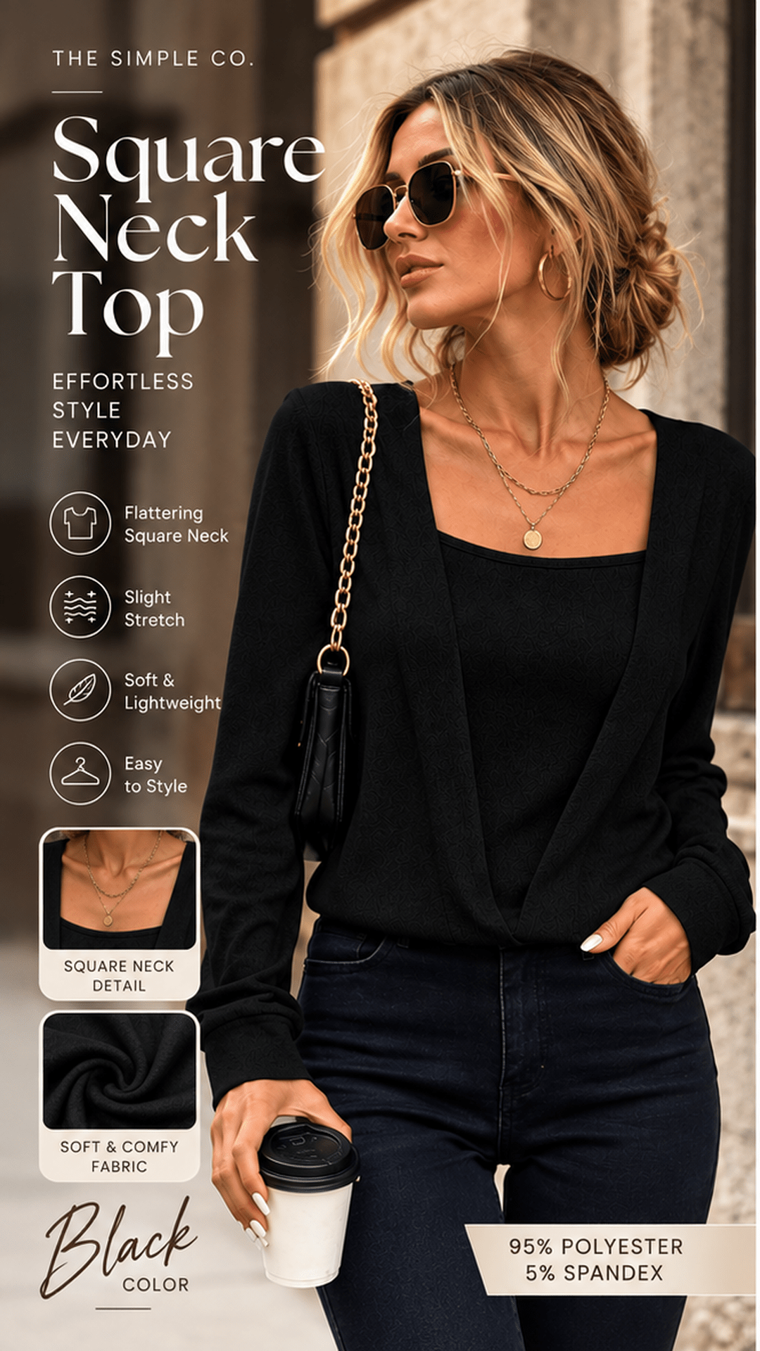 Relaxed Square-Neck Long-Sleeve Top