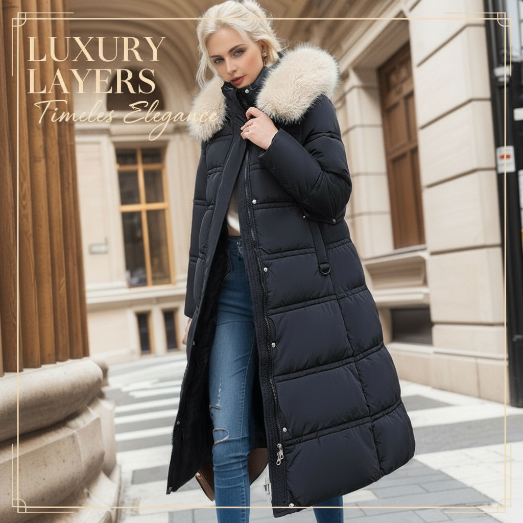Women's Belted Winter Coat with Fur