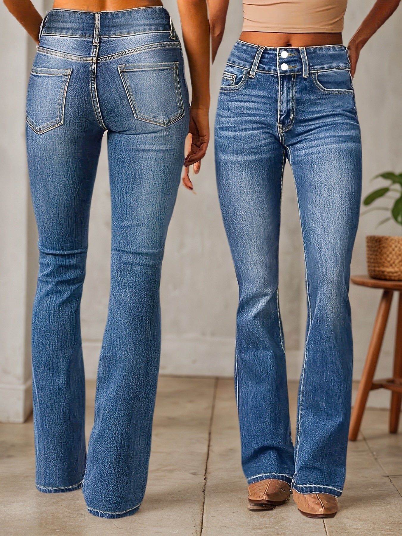 High Waisted Micro Flared Jeans