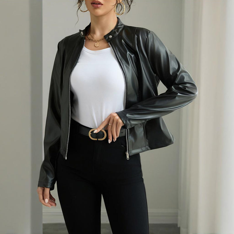 Women's Minimal Faux Leather Blazer