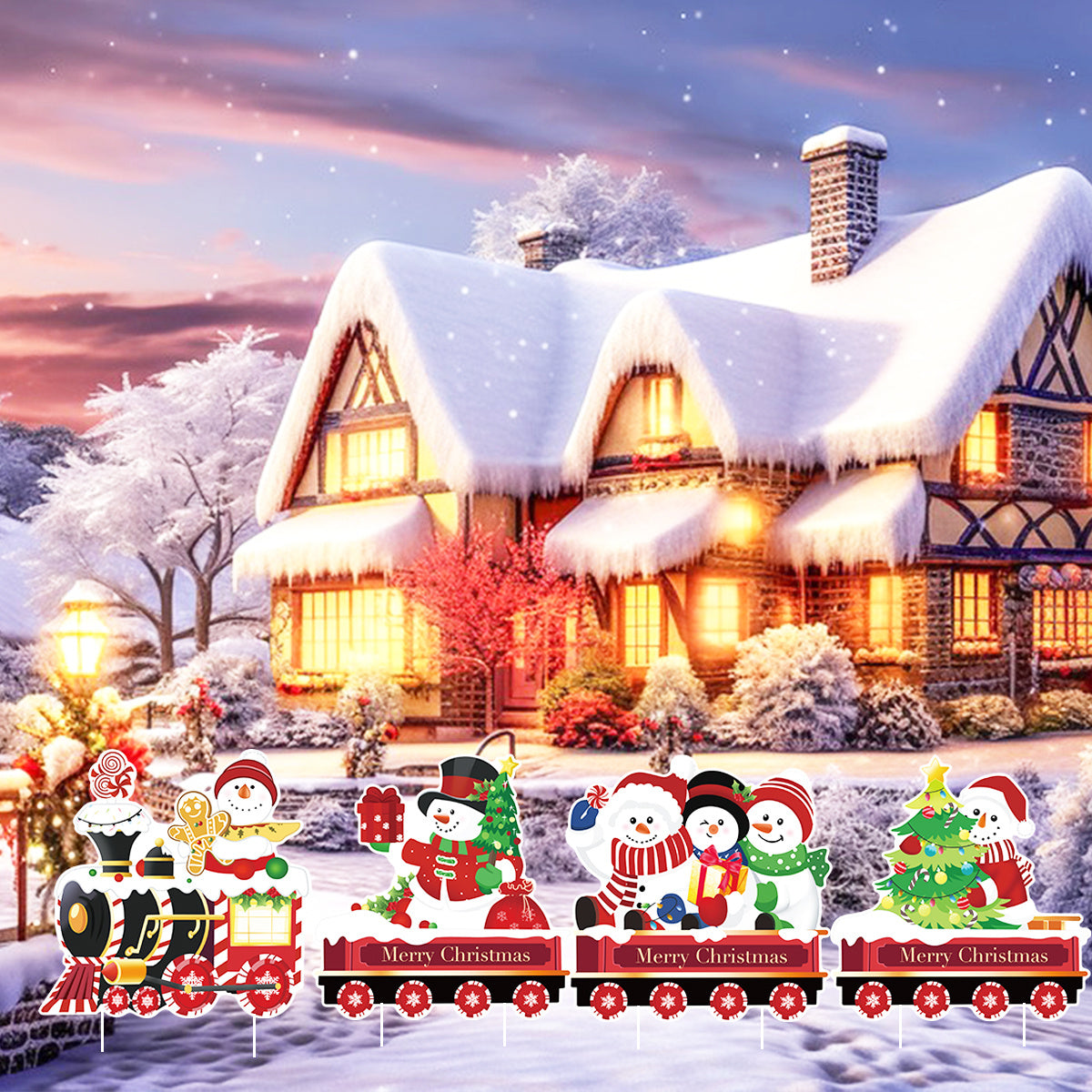 4 Pack Christmas Yard Signs Plastic