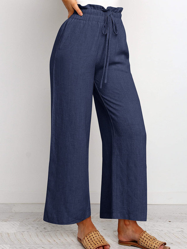 Elastic Waist Wide Leg Pants