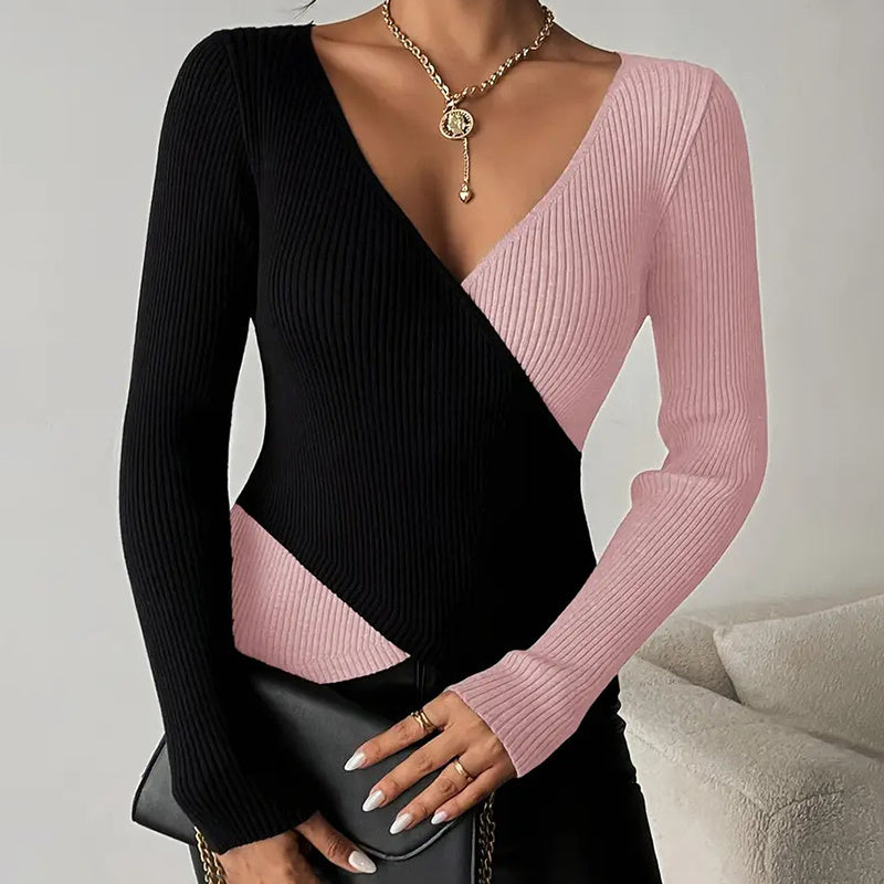 Women's V-Neck Cross Front Sweater