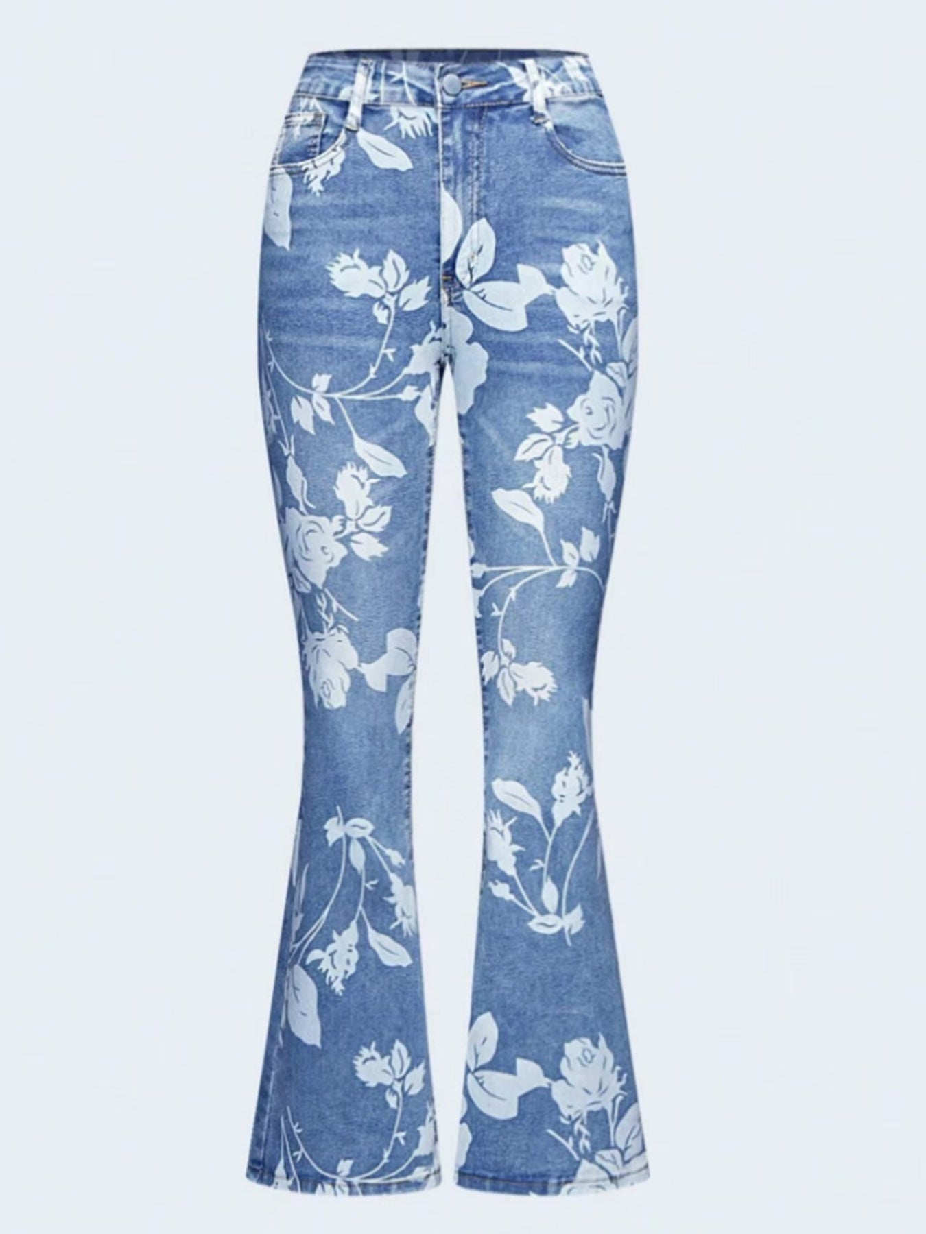 Printed Denim Pants