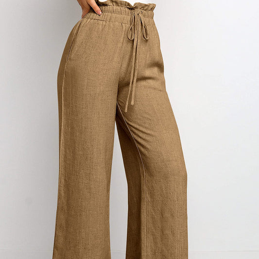Elastic Waist Wide Leg Pants