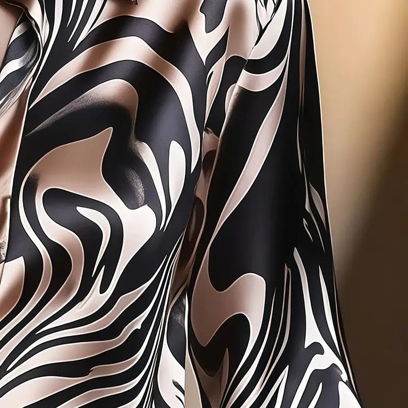 Abstract Print Button Down Shirt – Minimal Elegance | The Simple Co – Practical cottage, minimalist style, quiet luxury aesthetic, modern essential – The Simple Co.
