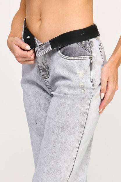 Acid-Grey High-Rise Wide-Leg Jeans – Jeans, minimalist style, quiet luxury aesthetic, modern essential – The Simple Co.