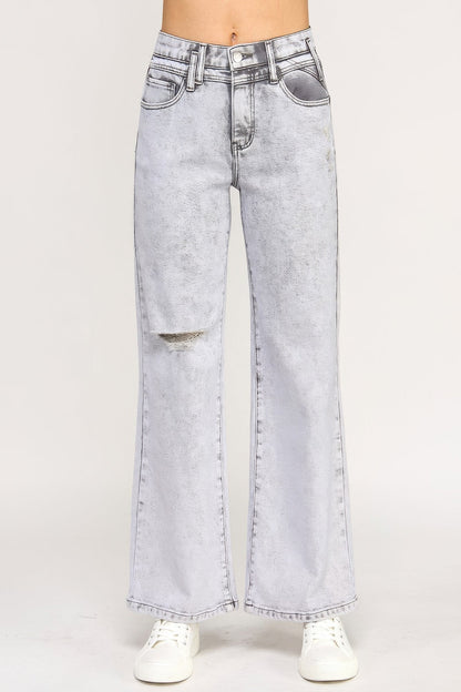 Acid-Grey High-Rise Wide-Leg Jeans – Jeans, minimalist style, quiet luxury aesthetic, modern essential – The Simple Co.