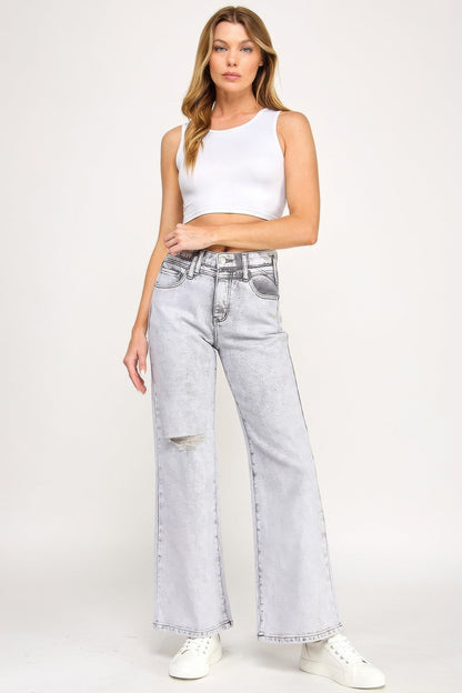 Acid-Grey High-Rise Wide-Leg Jeans – Jeans, minimalist style, quiet luxury aesthetic, modern essential – The Simple Co.