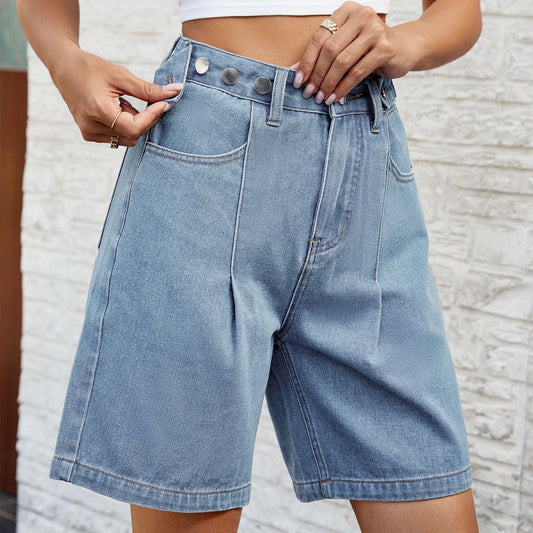 Adjustable Waist Denim Shorts | The Simple Co. – Bottoms, minimalist style, quiet luxury aesthetic, modern essential – The Simple Co.