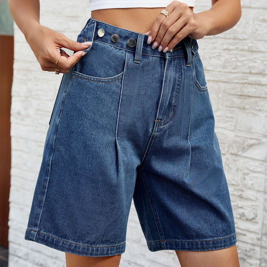 Adjustable Waist Denim Shorts | The Simple Co. – Bottoms, minimalist style, quiet luxury aesthetic, modern essential – The Simple Co.