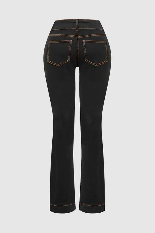 Women's High-Rise Bootcut Jeans - 2026 Winter Collection Tummy Control Dark Wash Denim