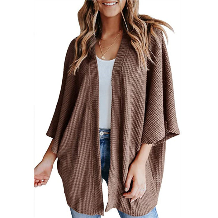 Women's Minimal Waffle Cardigan