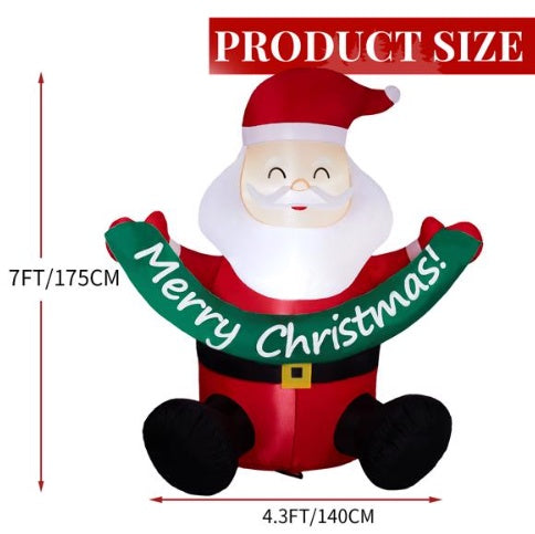 5.8ft Inflatable Santa Christmas Banner LED
