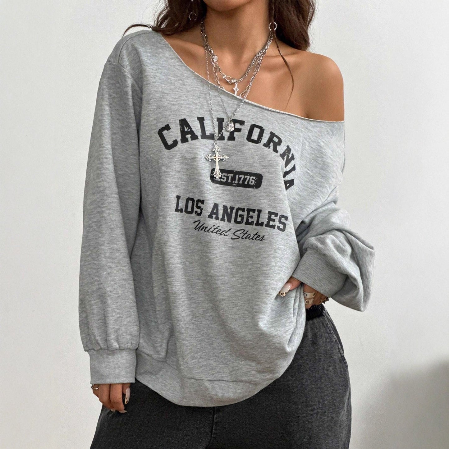 Asymmetrical Slanted Shoulder Printed T-Shirt – Minimal Elegance | The Simple Co – Women's Tops, minimalist style, quiet luxury aesthetic, modern essential – The Simple Co.